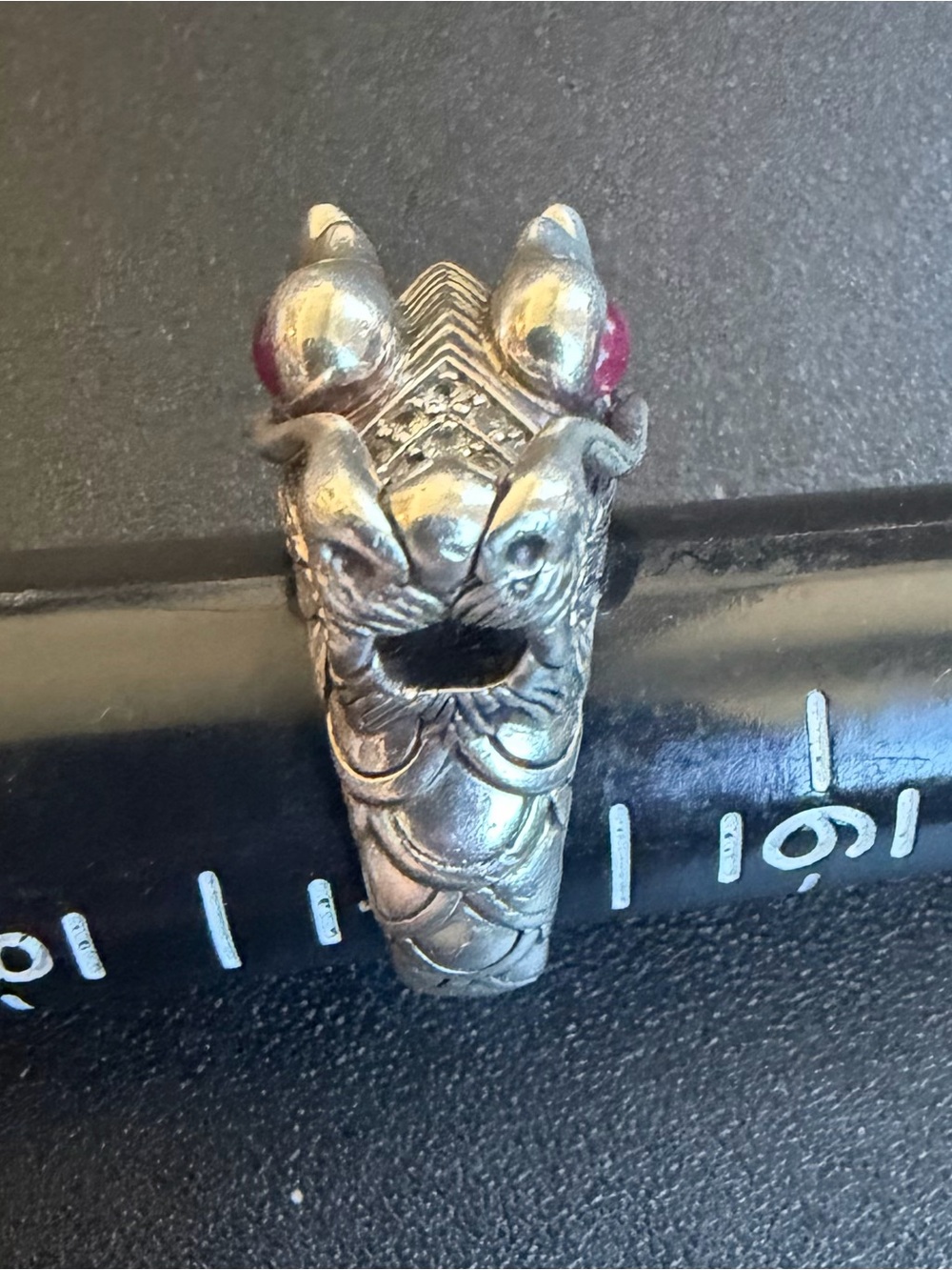 John Hardy ‘Year of the Dragon’ Sterling Silver Dragon Ring w/ ruby & sapphires - Picture 11 of 15